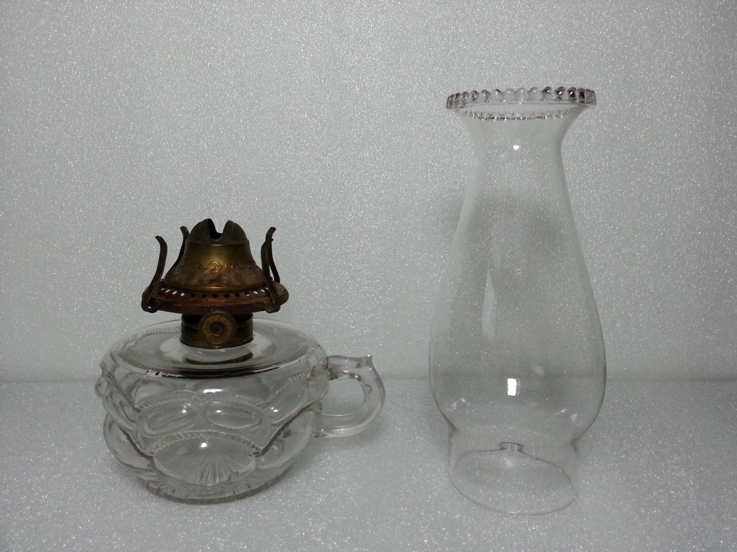 Antique Victorian Style Oil Lamp With Single Finger Loop Handle