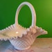 Vintage 9" Fenton Hobnail Milk Glass Ruffled Edge Basket - Brides Basket