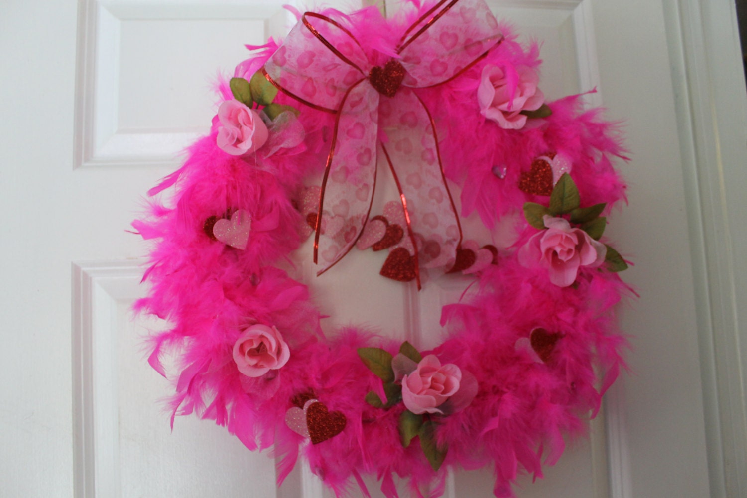 Feather Valentine I love you wreath