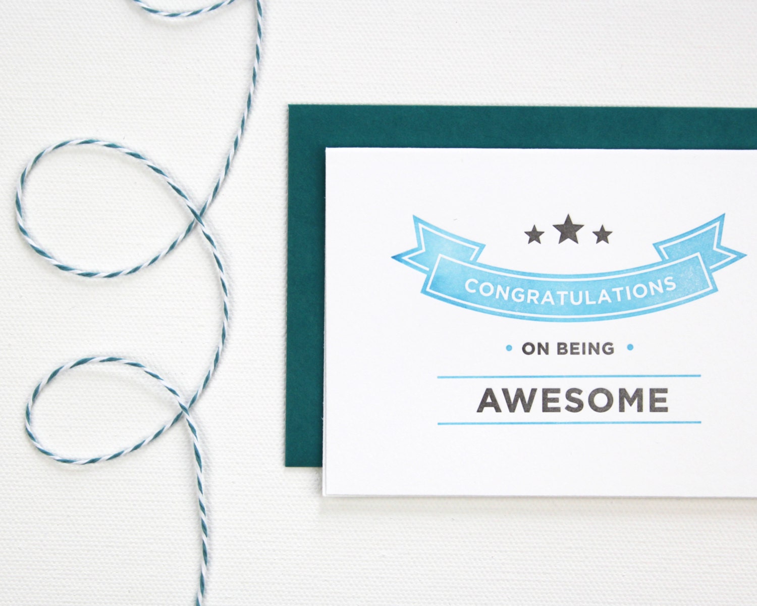 Congratulations on Being Awesome Letterpress Greeting Card - Blue