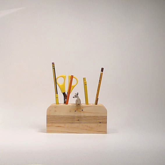 Wooden desk organizer, pencil holder, crayons holder, home office organization, eco friendly