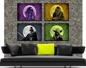 Star wars Trilogy Collection  - 4 vintage star war movie poster art print retro antique paper page - Vintage movie paper minimalist poster.