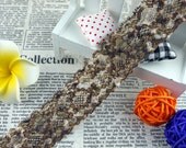Imagencilla 5 yards 26mm / just over 1" Wide Leopard Print Elastic Stretch Lace Trim FW2969