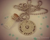 Sales Fairy Dust Glass Jar Necklace Hand Stamped Metal With Glitter