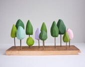 Spring bloom miniature forest in shades of green with pale pink and lavender - 2of2