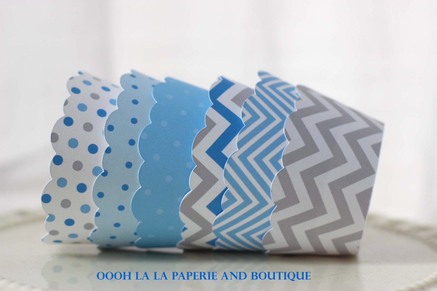 Blue Sky on a Rainy Day Cupcake Wrappers- Set of 12 - ooohlalapaperie