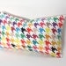 Lumbar Pillow Cover - 12" x 20" - Houndstooth - Bright - Colouful - Linen - Cotton Blend - FREE Shipping in North America