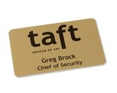 Gold Aluminum Personalized Name Badge held with Magnetic Back  2 x 3