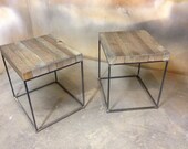 Pair of Wood and Metal Side Tables