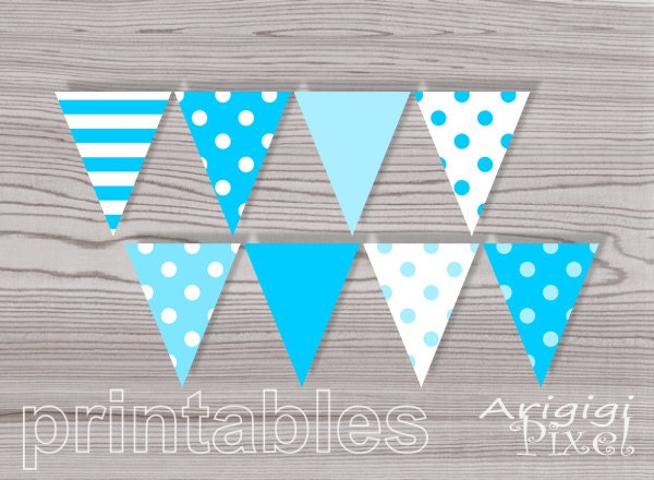 Baby Boy Party Printable Banner Pennant Birthday Party Baby Boy Shower Polka Dot Instant Download PDF file Il_170x135