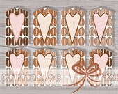 Printable DIY Gift Tags, Hearts and Coffee Beans , brown, pink, PNG PDF file instant download Il_170x135