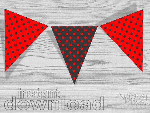 polka dot banner // digital paper ready to print // red party printable // DIY decoration // instant download Il_570xn