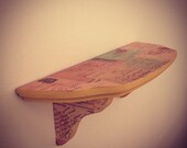 French postcard chalk painted wall shelf- Vintage