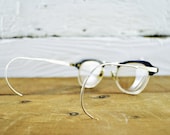 Antique, Vintage, Old, Eyeglasses with Case, Old Fashioned Spectacles, Black, Unique, Metal Frames, Chicago ST. MI. Home Decor, Collectible.