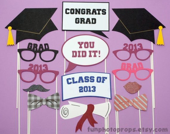 Photo Booth Prop Set- 14 Piece Graduation Photo Booth Prop Set - Photobooth Props Il_570xn