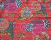 Floral Indian Quilt -Queen Kantha Quilt Quilted Bedspreads,Throws,Ralli,Gudari Handmade Tapestery REVERSIBLE Bedding