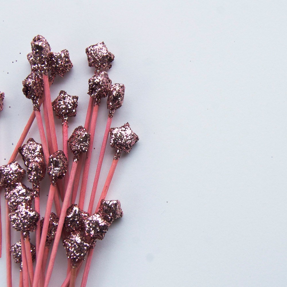 24 pink&pink origami star cake toppers, birthday,wedding
