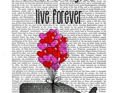 ON SALE Dream As If You'll Live Forever Whale Digital Art Illustration Mixed Media Original Print  Inspirational Quote Wall Decor Wall Hang