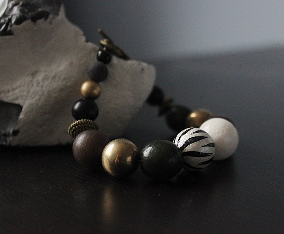 African Queen // OOAK beaded bracelet for women - gemstone bracelet - ethic jewelry - unique jewelry