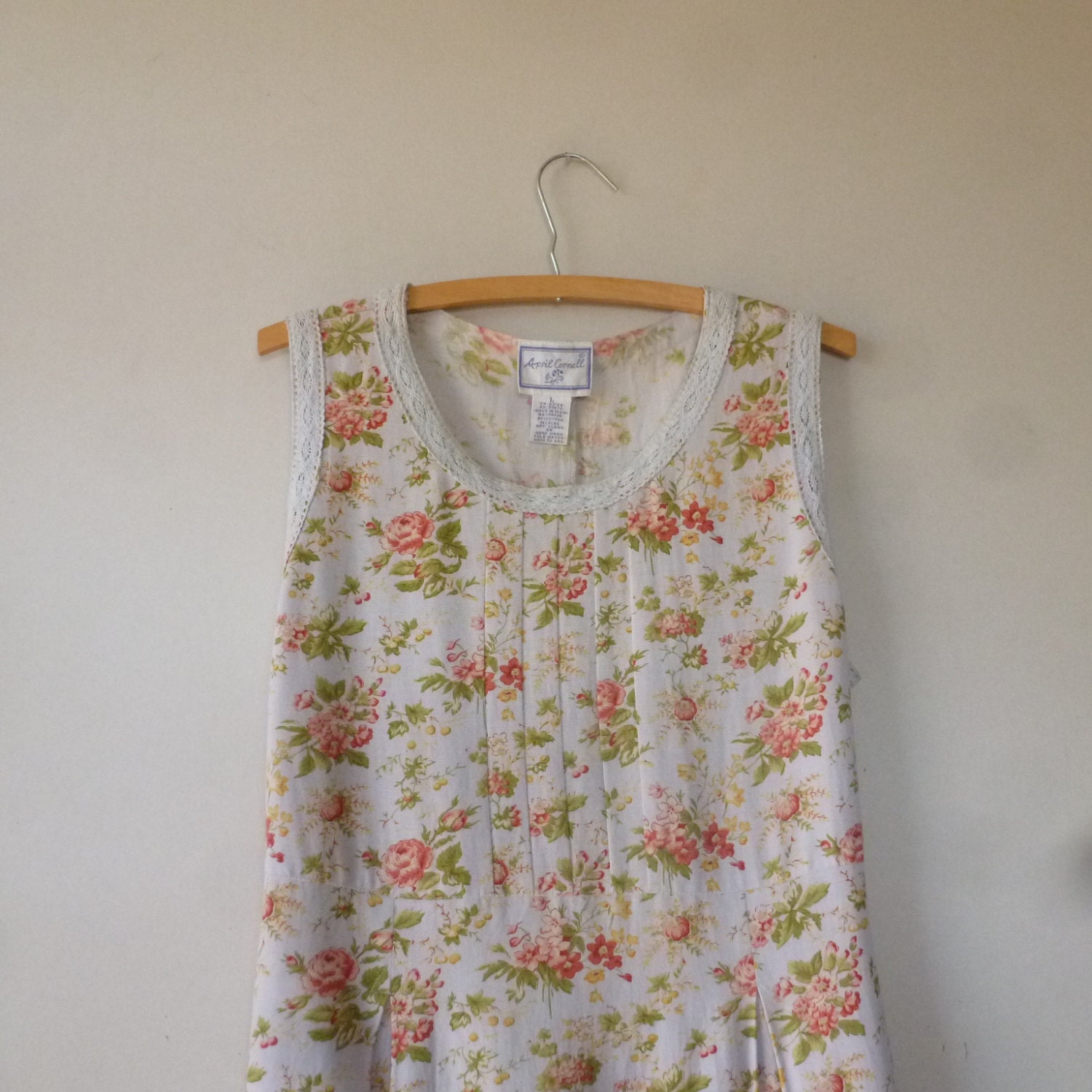 HOLD For Jenny Do Not Buy -  Floral Cotton Cornell Grunge Style Dress - 1990s Cotton Rayon Flax Blend  Hippie or Boho Dress.