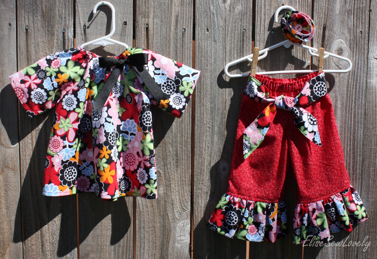 Baby Girl Dress Top Ruffle Pants Outfit in Bright Floral Spring Summer - Size 3-6 months