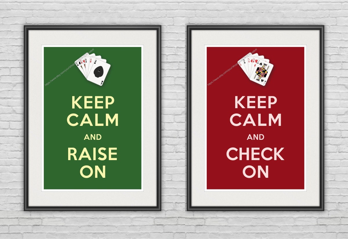 Two A3 Keep Calm Posters / Poker Theme / Art Print / 11.7"x16.5" (297x420 mm) / Whimsical / Humor/ Card Playing / Green - Red