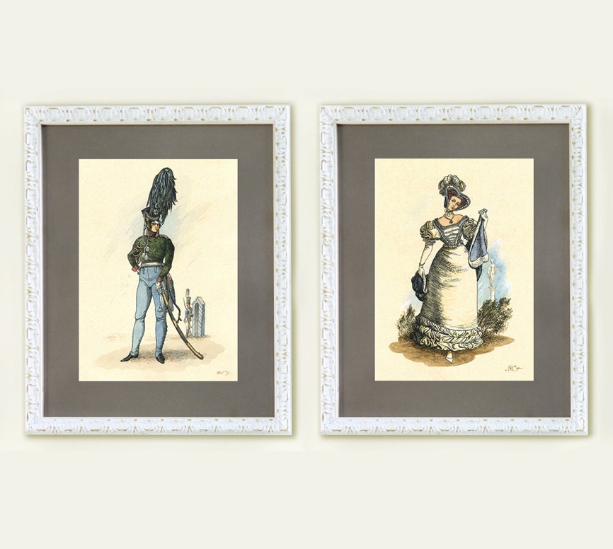 Any Two 5x7 fine art prints from original graphic illustrations - home decor - romantic - save 20% on set of 2