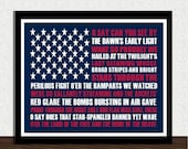 MEMORIAL DAY Star Spangled Banner American national anthem typography art print - 8x10 patriotic print - PunkalunkPrintables