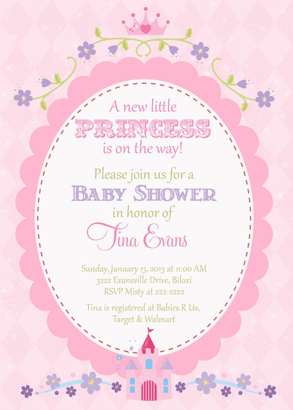 Pretty Pink Princess Baby Shower Invitation - Printable Il_170x135