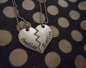 Personalized Broken Heart Necklace Duo - Best Friends - Hand Stamped Stainless Steel SHIPPED in 10-14 Days, SHIPPING TIME 3-5 Days