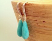 Peruvian Amazonite Teardrop Earrings.  blue earrings, simple, everyday earrings, something blue, gifts under 40,  ainakai, hawaii