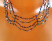 Blue swarovski crystal, Blue wedding, Vintage style, Bridal statement necklace, Swarovski crystal, Bridesmaid gift, Sister jewelry.