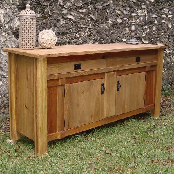 Buffet Sideboard reclaimed cypress wood - Mid-century Mission Credenza with rustic modern industrial finish