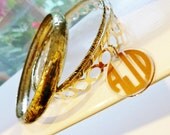 Monogrammed Bracelet - Bangle Set with Monogrammed Acrylic Disc