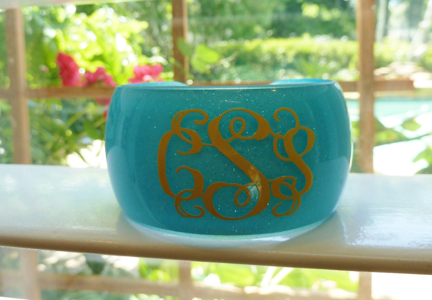 Monogrammed Bracelet,  Acrylic Cuff