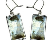 Lady Monet - Claude Monet - Tiffany technique - handmade glass earrings