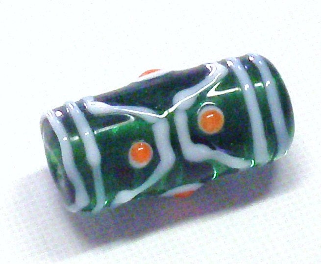 Large Green Lampwork Glass Bead - BeadsFromHaven Large Green Lampwork Glass Bead - BeadsFromHaven