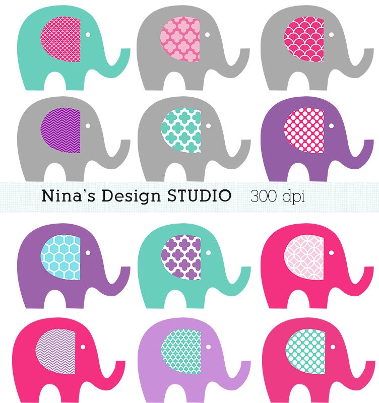 Sale/60 % 0ff/INSTANT DOWNLOAD/12 Elephant Clipart / Scrapbook/ for Personal and Commercial Use Il_570xn