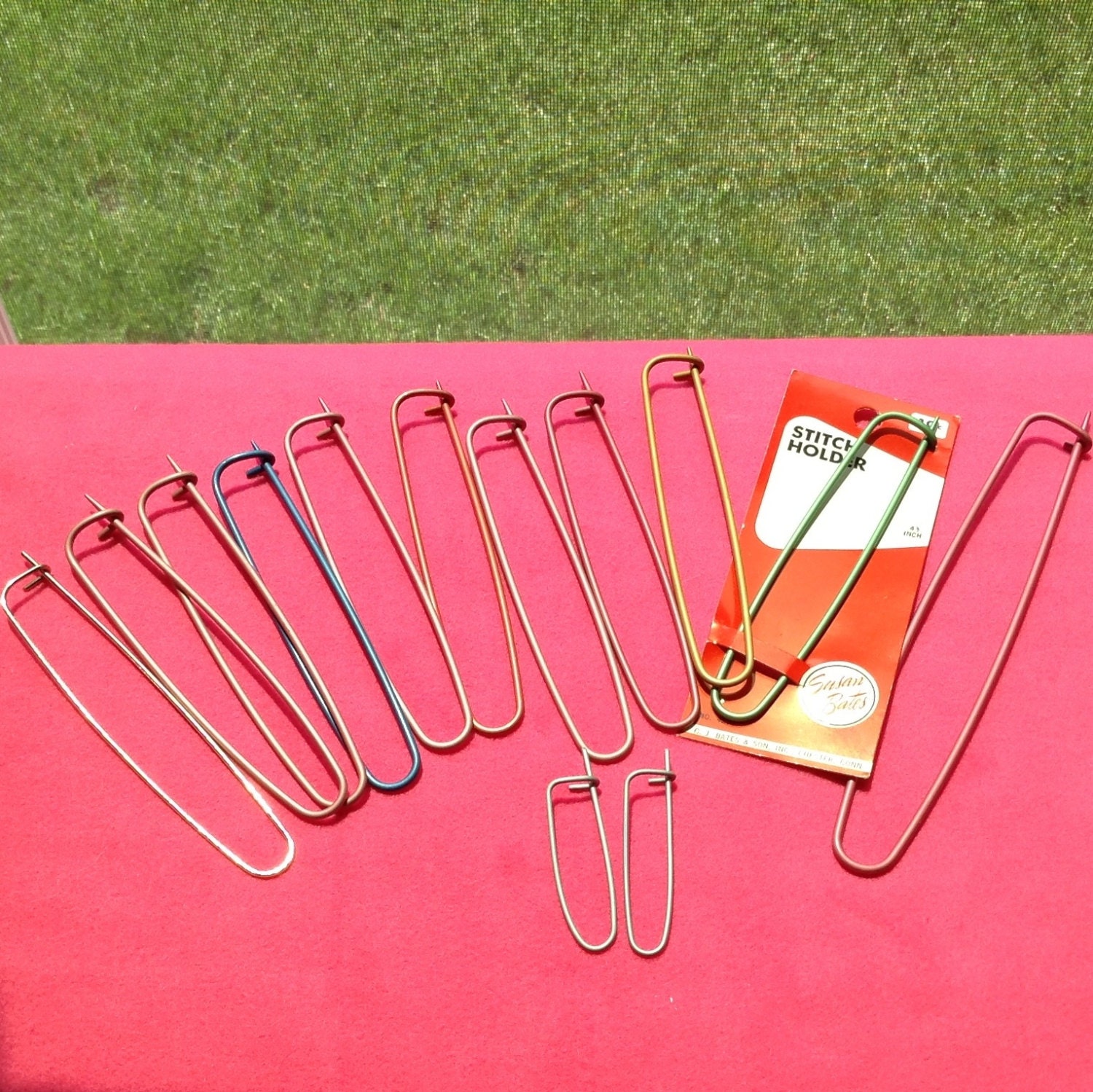 Susan Bates Stitch Holders 6" 4.5" and 2" long Metal Vintage USA