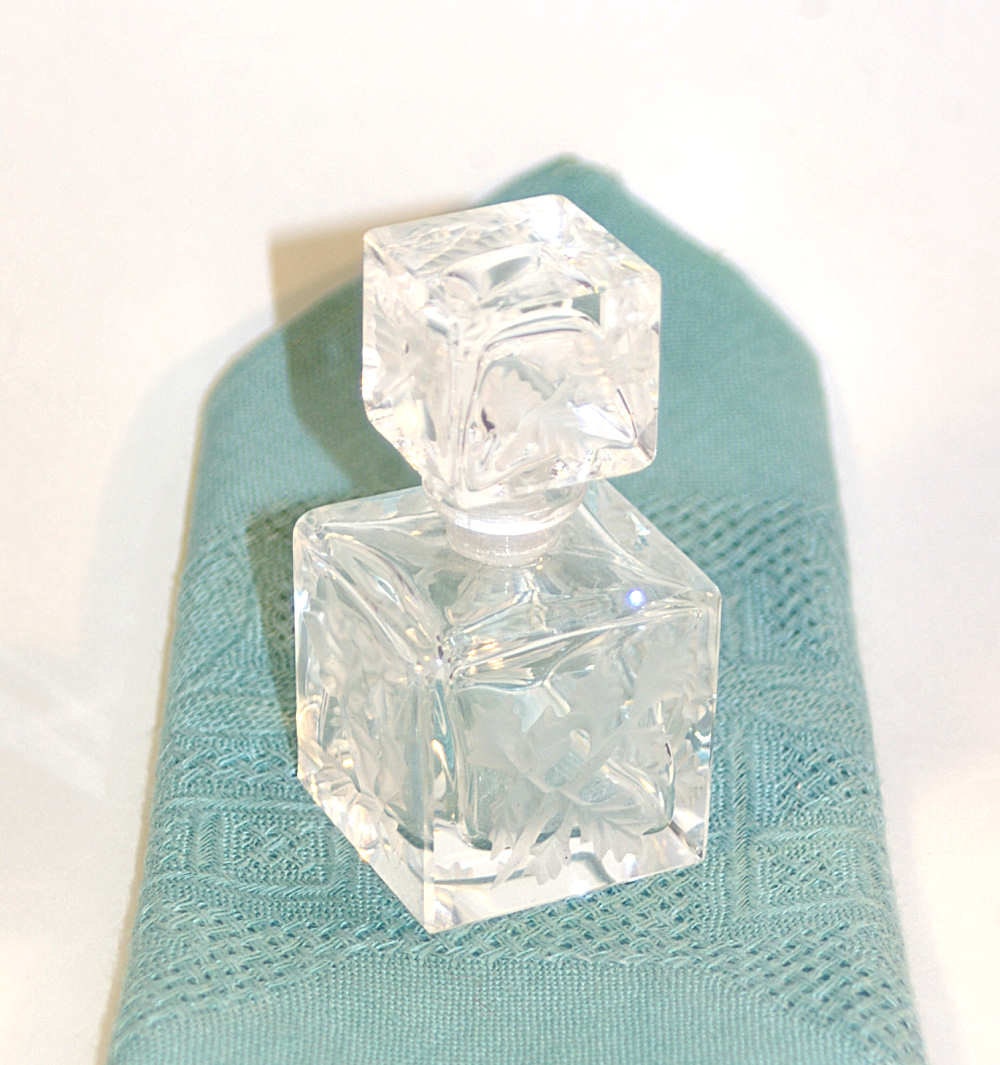50s Crystal Perfume Bottle Ground Glass Stopper