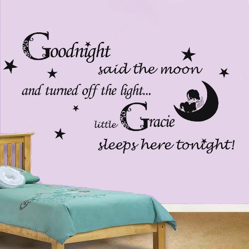 Personalised Moon and Stars Kids Vinyl Wall Art Sticker,Decal- Children's Bedroom Wall Decoration