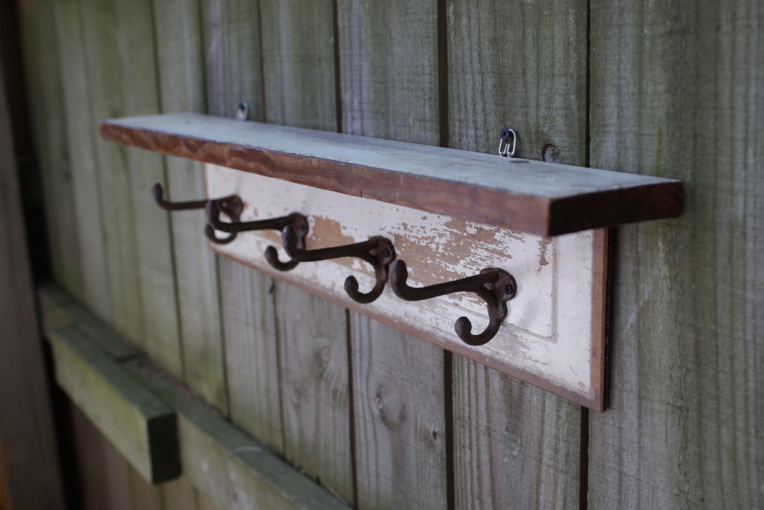 4 Hook Coat Rack  -  Reclaimed Wood  -  Jewelry Organizer and Shelf