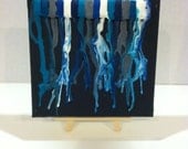 Melted crayon on canvas - rain shower