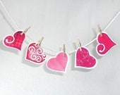 Red pink valentine hearts, DIY printable collage sheet, embellishment, deco, scrapbooking, gift packaging, tags, pdf, digital file, name tag