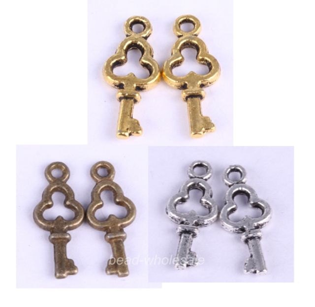 Wholesale 150pcs silver/golden/retro copper plared Tibetan silver key for jewelry making