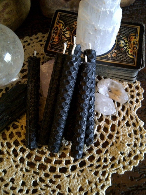 3 - Black Beeswax Chime - Taper - Pillar - Altar - Ritual - Spell Candles