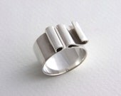 Adjustable Silver Band Ring, Wide Ribbon Ring, Open Ring, OOAK, Contemporary Ring, Modern Silversmith Ring, Israeli Ring, US Size 9 1/2, 9.5
