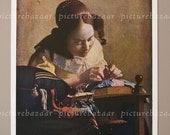 Antique Print, art, Vermeer, 1952 Museum Arts vintage Gift Decor Print Art Illustration oil painting wall hanging