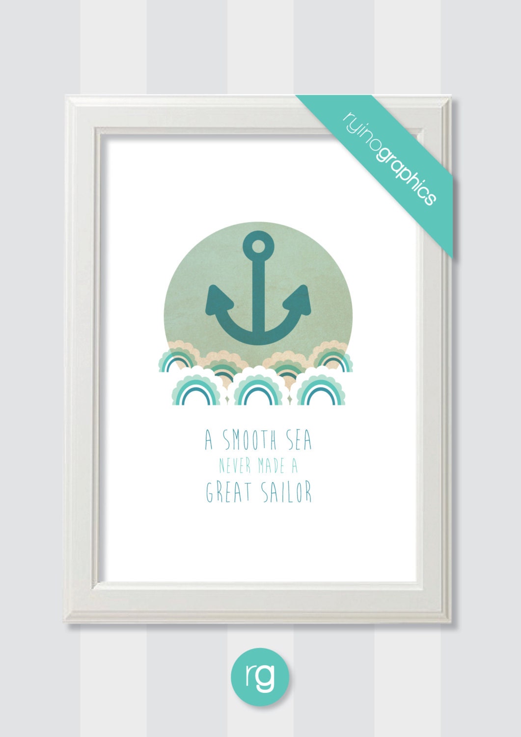 Quote - A4 Wall Print - Smooth Sea, Great Sailor