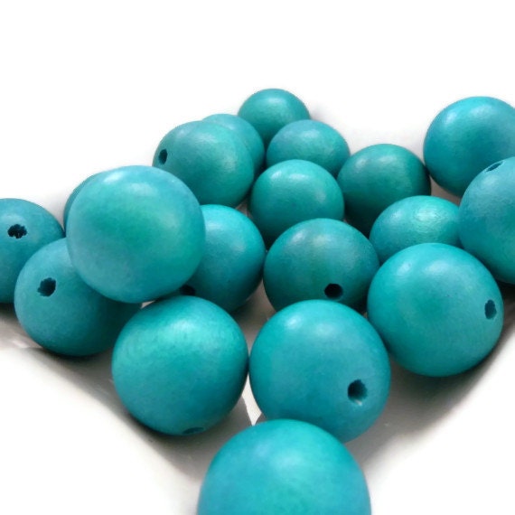 20mm Beads Extra Large Bead Turquoise Wood Bead by KraftStash